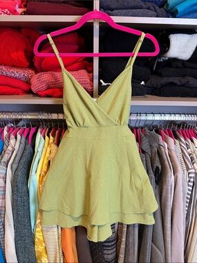 Rolla Coster green adjustable strap back tie v neck romper size S